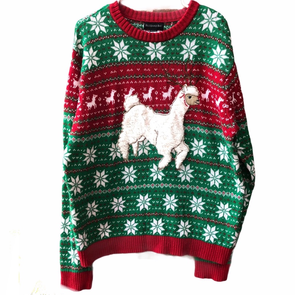 Blizzard Bay Fuzzy Llama Reindeer Ugly Christmas